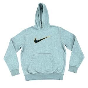 Vintage Y2K Nike Gray Navy Yellow Big Center Logo Essential Hoodie Sz M Sporty